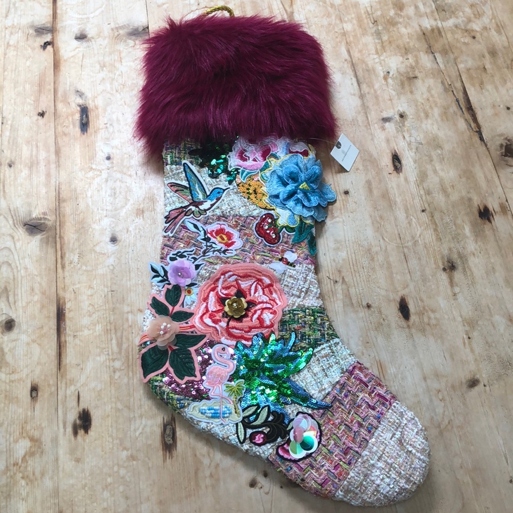 NWT Anthropologie Colorful Holiday Stocking